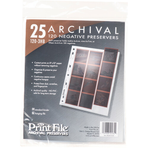 Print File Archival Storage Page for Negatives 6x6cm - 25 Pack