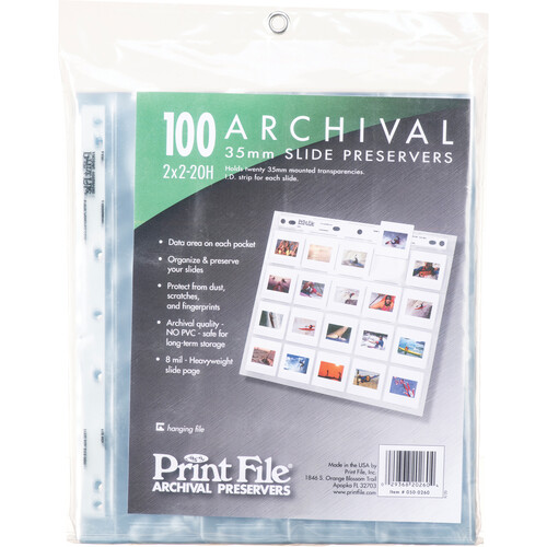 Print File Archival Storage Page for Slides, 35mm 0500260 B&H