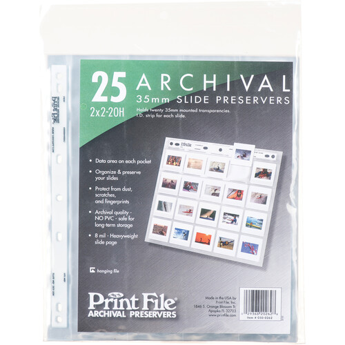 Print File Archival Storage Page for Slides 35mm - 25 Pack