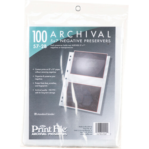 Print File Archival Storage Page for Negatives 5x7