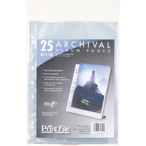 Print File Premium Series-G Archival Storage Page for Prints 8x12