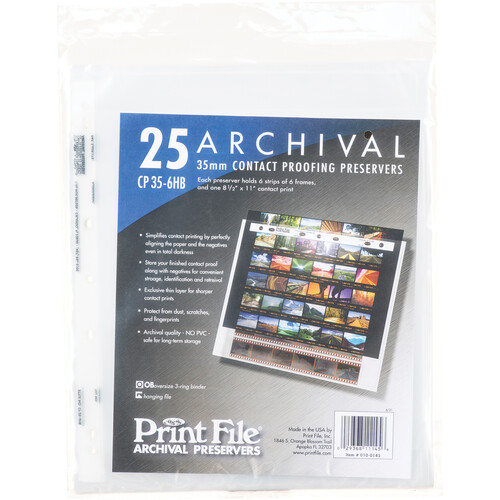 Print File Archival Storage Page for Contact Proofing Print & Negatives 35mm