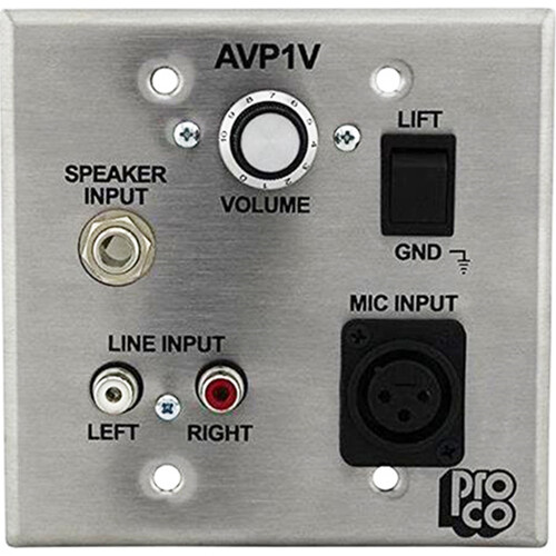 Pro Co Sound AVP-1V - Wall Plate A/V Interface w/Volume Control - Stainless Steel