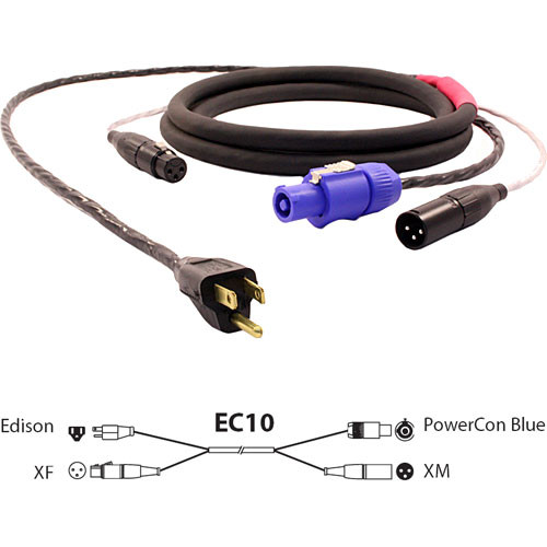 Pro Co Sound EC10 Siamese Twin AC and Audio Combo Cable (50')