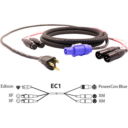 Pro Co Sound EC1 Siamese Twin AC and Audio Combo Cable (75')
