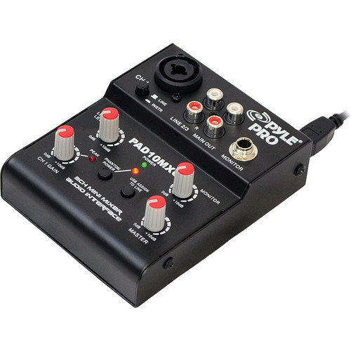 Pyle Pro PAD10MXU 2Channel Mini Mixer with USB Audio PAD10MXU