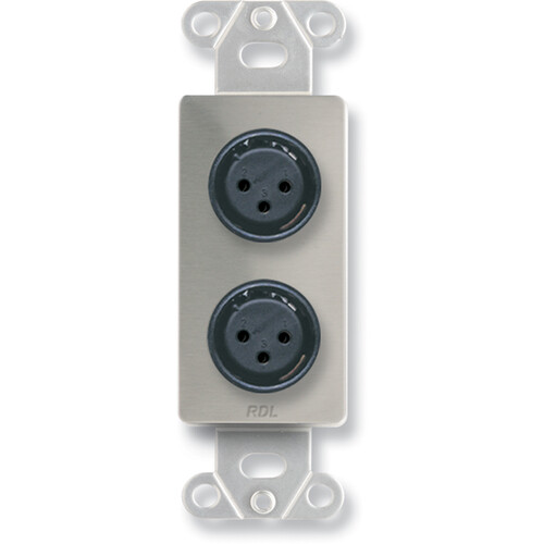 RDL DS-XLR2F Decora Wall Plate with Dual XLR 3-Pin Female Connectors (Stainless Steel)