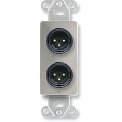 RDL DS-XLR2M Decora Wall Plate with Dual XLR Male Connectors (Stainless Steel)