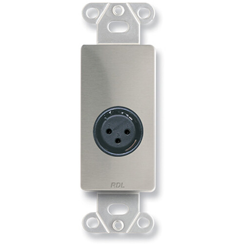 RDL DS-XLR3F Decora Wall Plate with XLR 3-Pin Female Connector (Stainless Steel)