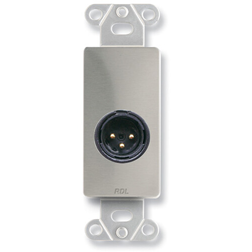 RDL DS-XLR3M Decora Wall Plate with 3-Pin XLR Male Connector (Stainless Steel)
