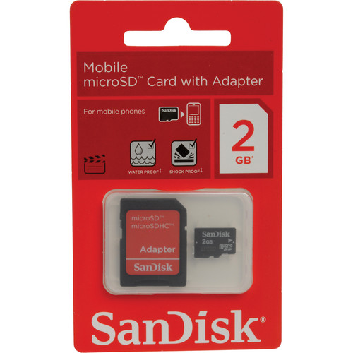 SanDisk 2GB microSD Memory Card Class 4 With SD SDSDQM002GB35A
