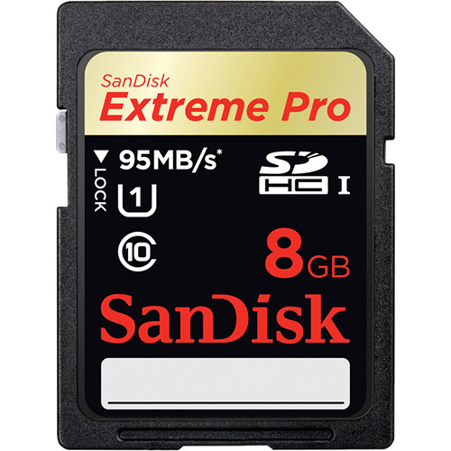 SanDisk 8GB Extreme Pro UHS-I SDHC U1 Memory SDSDXP-008G-A46 B&H