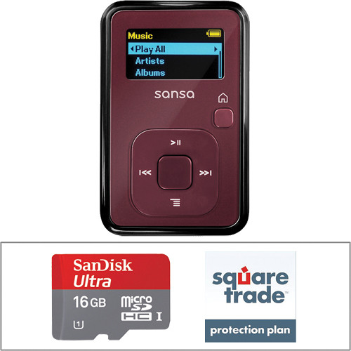 SanDisk Sansa Clip+ MP3 Player with Accessory Kit (Red) B&H