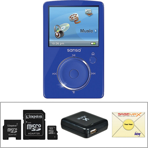 SanDisk Sansa Fuze MP3 Player with Accessory Kit (Blue) B&H
