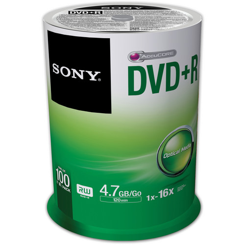 Sony Recordable Storage DVD+R (Pack of 100) 100DPR47SP/US B&H