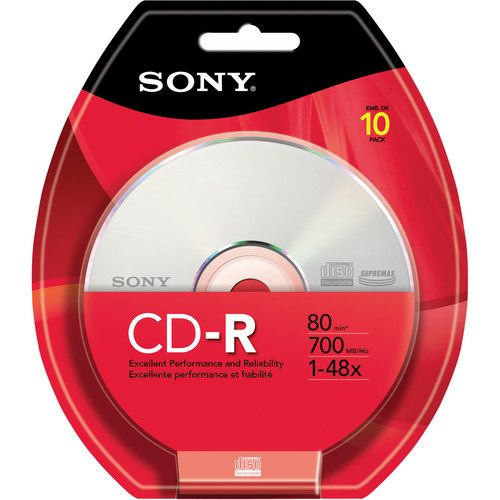 Sony CDR Recordable Storage 10 Discs 10CDQ80RB B&H Photo Video