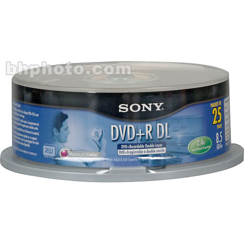 Sony DVD+R 8.5GB DL Disc (25) 25DPR85RS1 B&H Photo Video