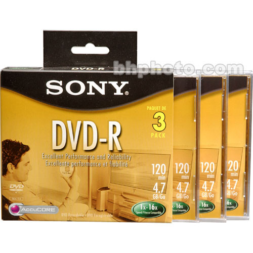 Sony DVDR Recordable Disc (Jewel Case Pack of 3) 3DMR47L4 B&H