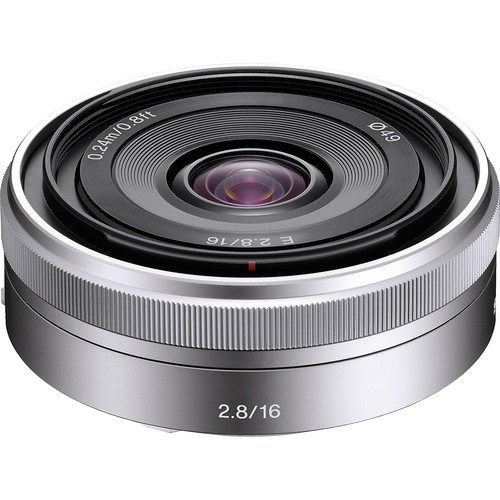 Sony E-Mount SEL16F28 16mm f/2.8 Wide-Angle Alpha E-Mount Lens (Silver)