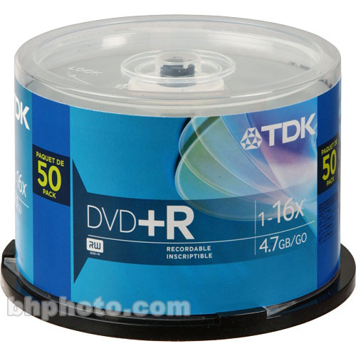 TDK DVD+R 16x Recordable Disc (50) DVDR47FCB50 B&H Photo Video