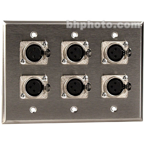 TecNec WPL-3104 Wall Plate with 6 3-Pin XLR Connectors
