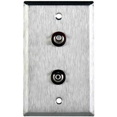 TecNec WPL-1106 Stainless Steel 1-Gang Wall Plate with 2 RCA Feed-Thru Barrel Connectors