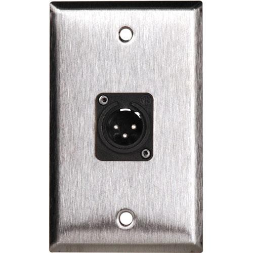 TecNec 1-Gang Wall Plate with 3-Pin XLR Male Connector (Stainless Steel)