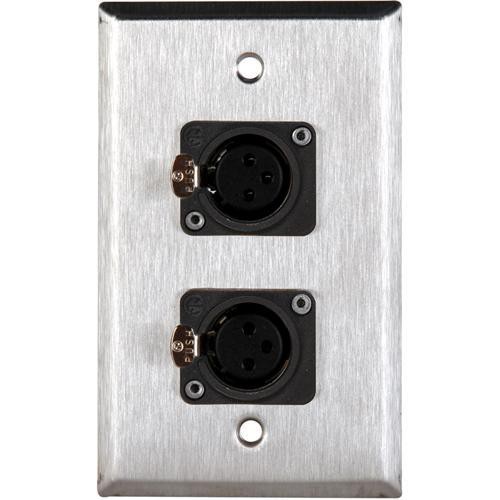 TecNec WPL-1116/W White Wall Plate with 2 Neutrik NC3FDL Connectors