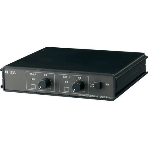 TOA IR-702T US Two-Channel Infared Wireless Tuner, Equipped with Signal Reception Light and Knob for Microphone Volume Control, Enables Installation of Up to 4 Infrared Light Receivers Per Unit