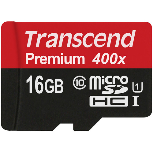 Transcend 16GB Premium microSDHC UHS-I Memory Card with SD Adapter