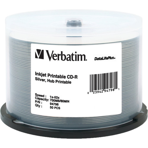 Verbatim CDR Silver Inkjet Printable Disc (50) 94798 B&H Photo