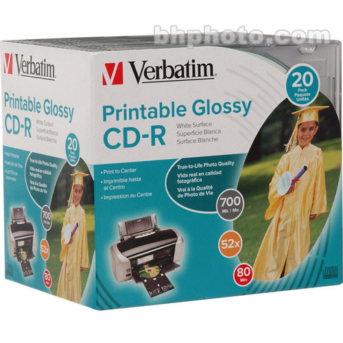 Verbatim CD R Inkjet Hub Printable Recordable CD With Slim 95239