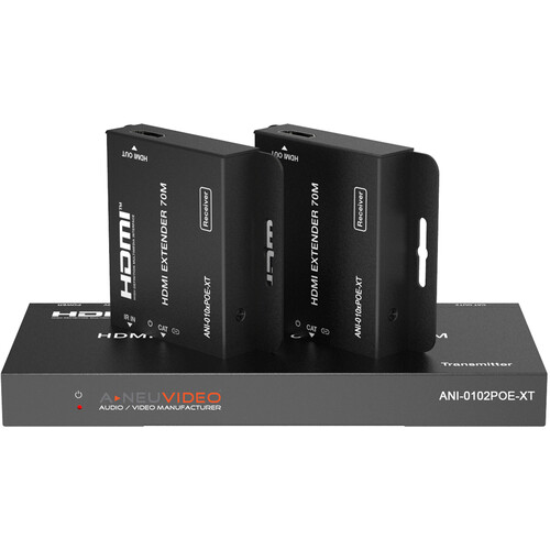 A-Neuvideo 1 x 2 HDMI 4K30/1080p Cat 6 Extender Splitter with 2 Receivers