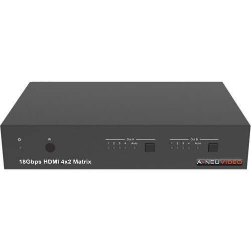 A-Neuvideo 4x2 HDMI 2.0 18 Gb/s Matrix Switcher with Scaler SPDIF Analog & Web-GUI