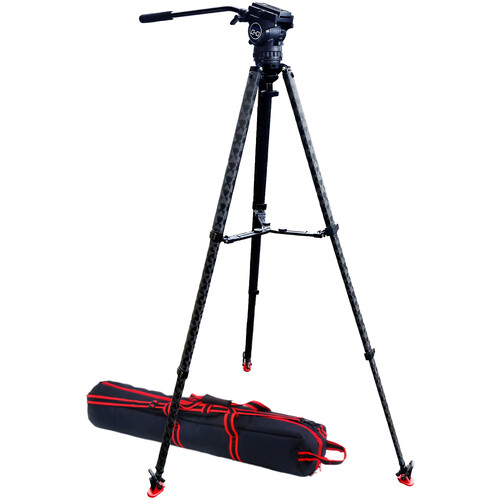 Acebil CH0 75mm Ball Head with Carbon Fiber Tripod Mid-Level Spreader + Case Kit