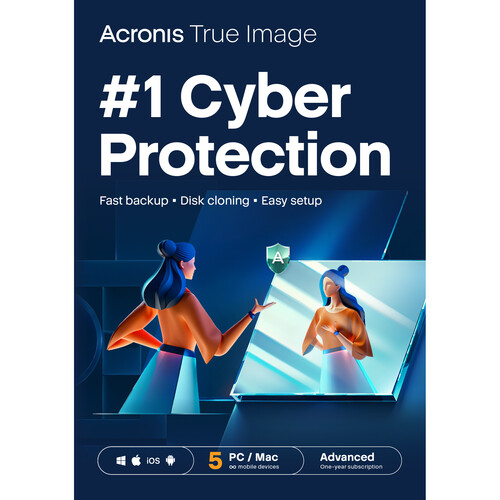 Acronis True Image Advanced Edition with 500GB Cloud Storage (5 Windows or Mac Licenses 1-Year Subscription Download)