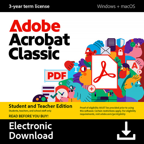 Adobe Acrobat Pro 2024 Student & Teacher Edition (Email with Download Code)