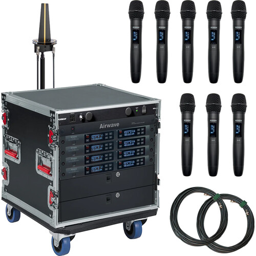 Airwave Technologies AT-SYS-8-HH 8-Person Digital Wireless Handheld Microphone System (A: 470 to 489 MHz / B: 514 to 542 MHz)