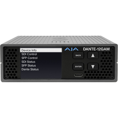AJA DANTE-12GAM 12G-SDI/Dante 64-Channel Embedder/Disembedder with 1-Channel 12G-SDI Single-Mode LC Fiber Transceiver SFP