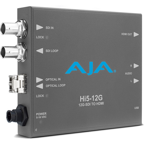 AJA Hi5-12G-R 12G-SDI to HDMI 2.0 Mini-Converter with Fiber LC Receiver