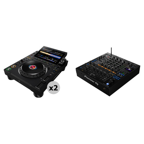 AlphaTheta CDJ-3000X Next-Gen Flagship Kit with DJM-A9 Mixer (Pair Black)