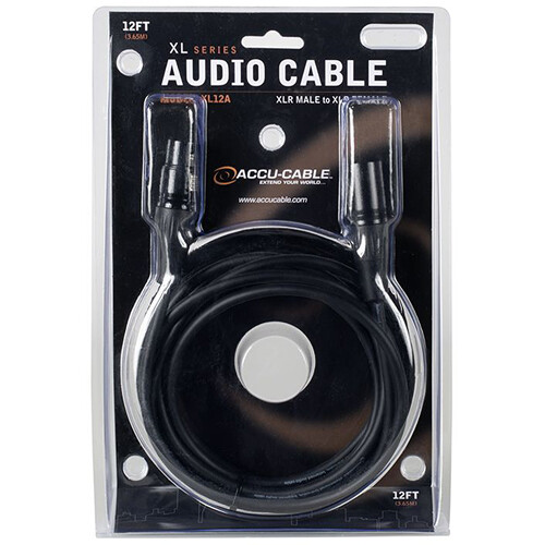 American DJ Accu-Cable XLR Male to XLR Female Balanced Audio Cable (12')