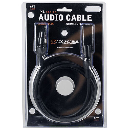 American DJ Accu-Cable XLR Male to XLR Female Balanced Audio Cable (6')
