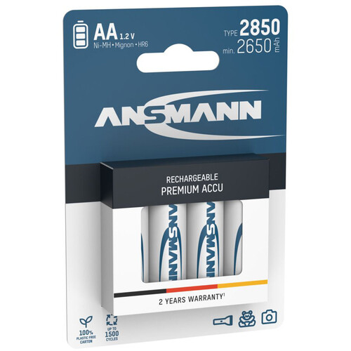 Ansmann AA Rechargeable NiMH Batteries (1.2V 2850mAh 4-Pack)