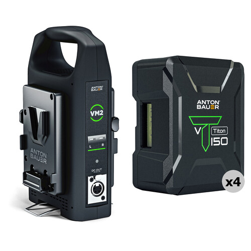 Anton/Bauer Titon 150 4-Battery Kit & VM2 Dual-Bay Charger with 4-Pin XLR Output (V-Mount)