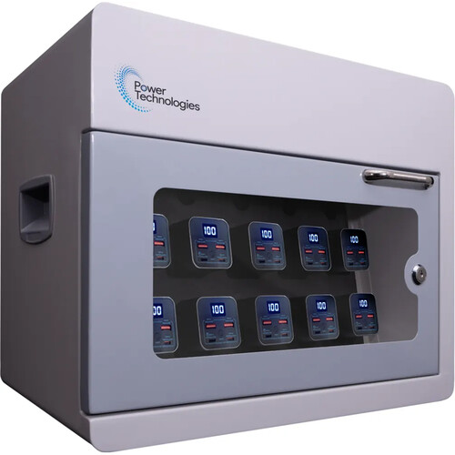 Power Technologies PowerVault+ 10-Bay PowerBank+ Charging Cabinet with Theft-Deterrent Cables & 10 PowerBank+