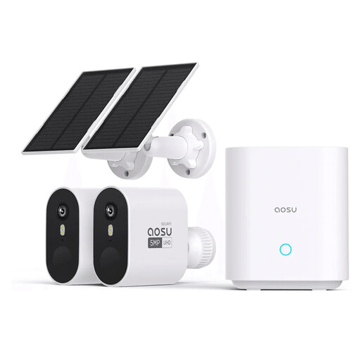 aosu SolarCam System Pro 2K Outdoor Wi-Fi Night Vision 2-Camera Kit