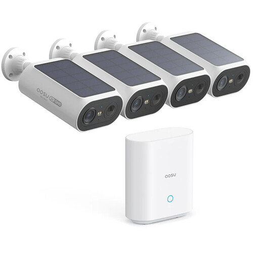 aosu SolarCam System P1 SE 2K Outdoor Wi-Fi Night Vision 4-Camera Kit