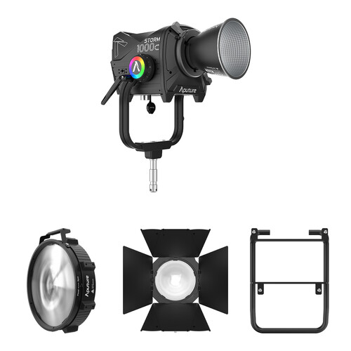 Aputure STORM 1000c Cine Kit with Skid Support Fresnel and Barndoors