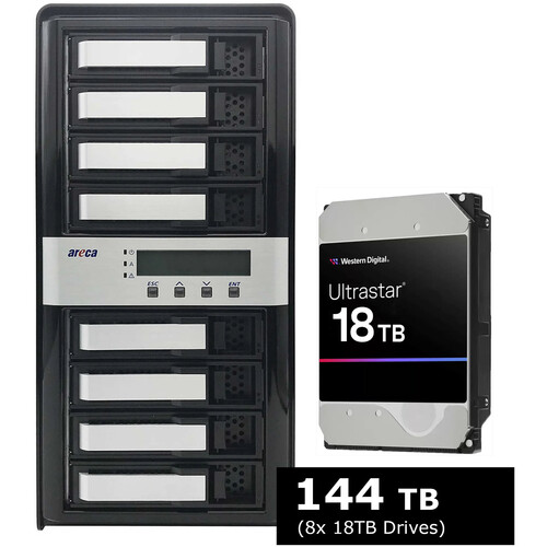 Areca ARC-8050T3U 144TB 8-Bay Thunderbolt 3 RAID Array (8 x 18TB)